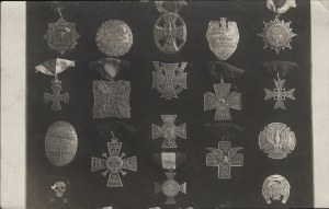 Defense of Lviv - collection of medals] Photograph of military decorations related to the Defense of Lviv and the Polish-Ukrainian War. 1930s.