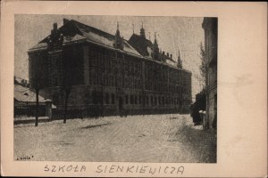 Defense of Lviv, XI 1918] Sienkiewicz School Building. Printed by the Kram Student's Acquisition Committee. Defense of Lviv - November 1918.