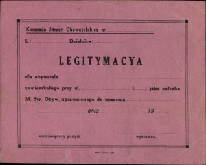Polish-Ukrainian War] Legitimation for a member of the Civic Guard Command. Drohobych [1918/1919].