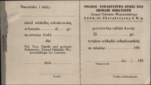 Poľská spoločnosť starostlivosti o hroby hrdinov] Potvrdenie o zaplatení členského príspevku. Ľvov 30. roky 20. storočia