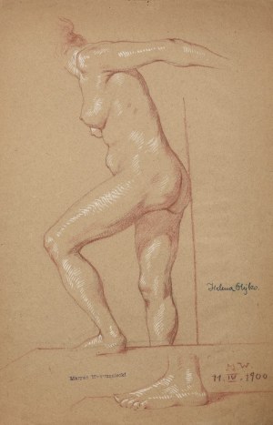 Marian WAWRZENIECKI (1863-1943), Nudo in piedi di lato, 1900