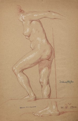 Marian WAWRZENIECKI (1863-1943), Akt stojący bokiem, 1900