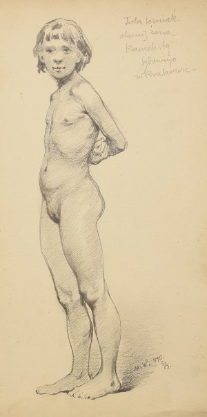 Marian WAWRZENIECKI (1863-1943), Stojąca, naga dziewczynka, 1890