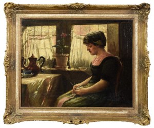 Henri TIMMERMANS (1858-1942), At the knitting machine
