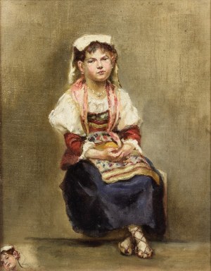 Peintre non spécifié, 19e / 20e siècle, Jeune fille à l'orange