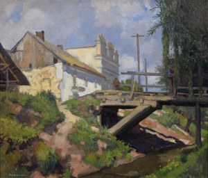 Stanisław DYBOWSKI (1895-1956), Pejzaż miejski z mostkiem