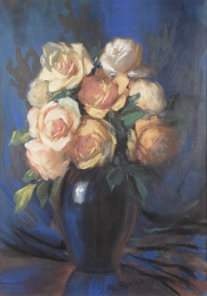B. SAPIERSKI, 1st half of the 20th century, Roses in a vase
