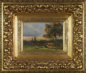 Painter unspecified, 19th / 20th century, Cows in a pasture