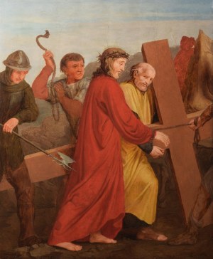 Malíř neurčen, Němec (?), 19. století, Kristus a Šimon z Kyrény - Umučení Krista, 1. polovina 19. století.