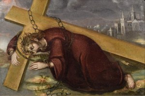 Peintre non spécifié, Allemand ( ?), XVIIIe siècle, Tomber sous la croix