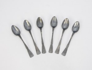 J. FRAGET - Silver and Plated Products Factory (company active 1824-1944), Set of 6 coffee spoons