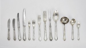 NEUMANN METALLWARENFABRIK (active since 1924), Cutlery set for 6 persons and table centerpiece, 50 pieces