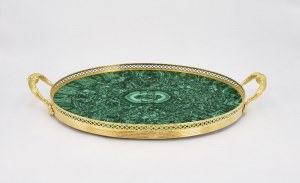 Oval tray, with malachite
