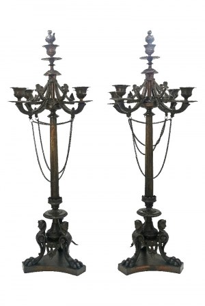 Pair of five-light candelabra