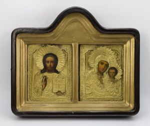 Coppia di icone nuziali - Icona di Gesù Cristo Pantocratore, Icona di Nostra Signora di Kazan