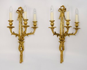 A pair of wall sconces in the manner of the Third Empire