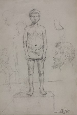 Karol Kossak (1896-1975), Szkice postaci chłopca, głowy mężczyzny, 1922