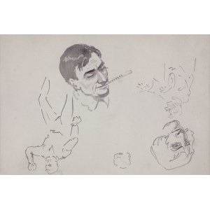 Karol Kossak (1896-1975), Szkice postaci mężczyzny (Głowa mężczyzny palącego papierosa)