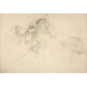 Jacek Malczewski (1854-1929), Szkic sceny batalistycznej (konnej), szkic postaci siedzącej, ok. 1879?