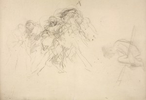 Jacek Malczewski (1854-1929), Szkic sceny batalistycznej (konnej), szkic postaci siedzącej, ok. 1879?