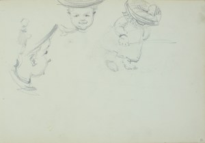 Włodzimierz Tetmajer (1861 - 1923), Szkice małego dziecka w kobiecym kapeluszu, ok. 1900