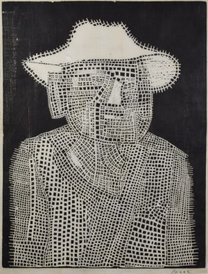 Jerzy PANEK (1918-2001), Autoportrét v bílém klobouku VI