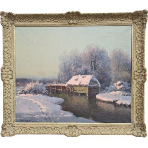 Wiktor Korecki (1890-1980), Zimowy pejzaż z młynem