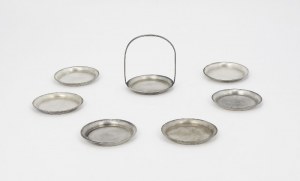 WARSAW SILVER MANUFACTURE / formerly FRAGET, Set of 6 glass coasters with 
