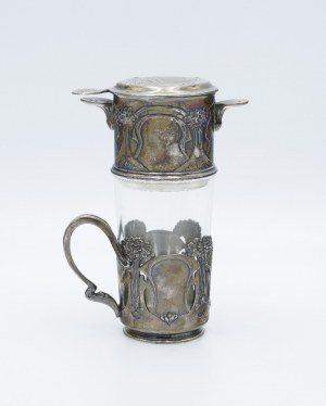 Glass with basket and tea brewer - Art Nouveau - repetition