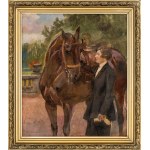 Wojciech Kossak (1856 - 1942), Study of an amazon with a horse.