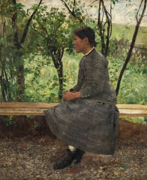 Wacław Szymanowski (1859-1930), Dziewczyna w ogrodzie (Dziewczyna wśród zieleni), 1882 r.