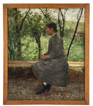Wacław Szymanowski (1859-1930), Dziewczyna w ogrodzie (Dziewczyna wśród zieleni), 1882 r.