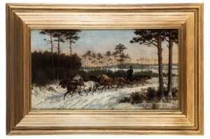Edward Domaniewski (1830 - 1883), Przejazd saniami w zimowej scenerii, ok. 1877