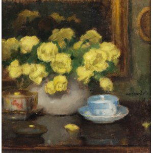 Alfons Karpiński (1875 Rozwadów - 1961 Kraków), Żółte róże w wazonie, 1939 r.