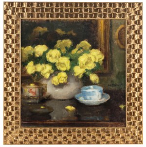 Alfons Karpinski (1875 Rozwadów - 1961 Kraków), Yellow roses in a vase, 1939.