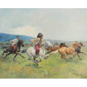 Antoni Trzeszczkowski (1902-1977), Reiter auf Pferden, um 1960.