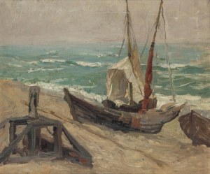 Alfred Nickisch (1872 Biskupice - 1948 Bamberg), Boats on the shore, 1913.