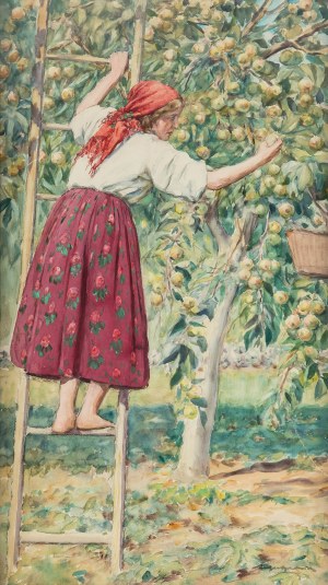Aleksander Augustynowicz (1865 Iskrzynia - 1944 Warsaw), In the orchard