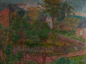 Eugeniusz Eibisch (1896 Lublin - 1987 Warsaw), Landscape from Kudowa with a gate