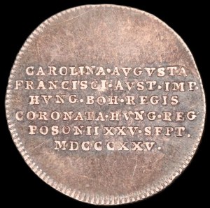 Hongrie. Médaille 1825 Couronnement de la Reine Caroline Augusta Argent