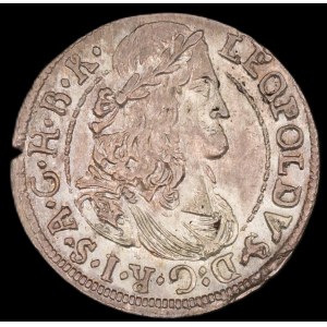 Austria. RDR 3 Kreuzer 1677 Hall Löwenschulter Silver