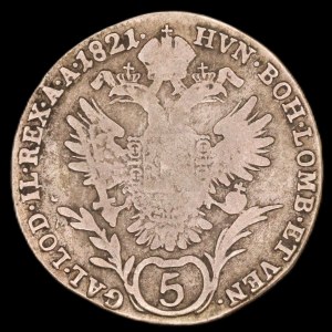 Austria. RDR 5 Kreuzer 1821 A Vienna Silver