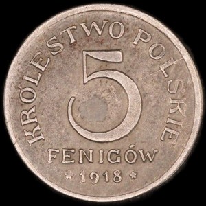 Poland. 5 Fenigow 1918 Stuttgart
