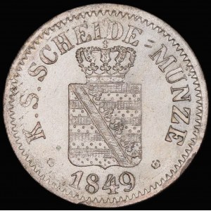 Germany. Saxony 1 Neu Groschen 10 Pfennig F Dresden 1849 Silver