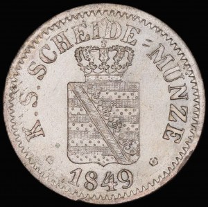 Germany. Saxony 1 Neu Groschen 10 Pfennig F Dresden 1849 Silver