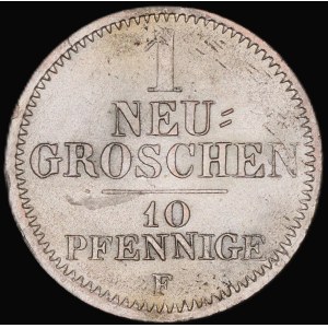 Germany. Saxony 1 Neu Groschen 10 Pfennig F Dresden 1849 Silver