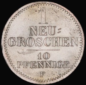 Germany. Saxony 1 Neu Groschen 10 Pfennig F Dresden 1849 Silver