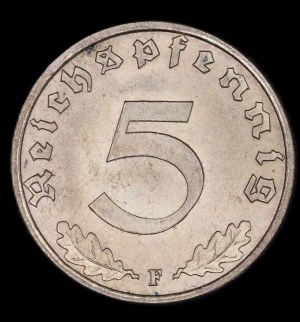 Německo. Třetí říše 5 Reichspfennig 1939 F Stuttgart