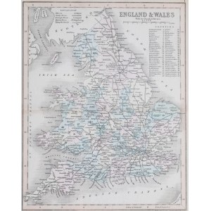 MAPA ANGLII I WALII, J. Archer, Londyn, 1842