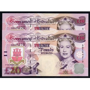 Gibraltar. 20 Pounds 2006 Consecutive Pair